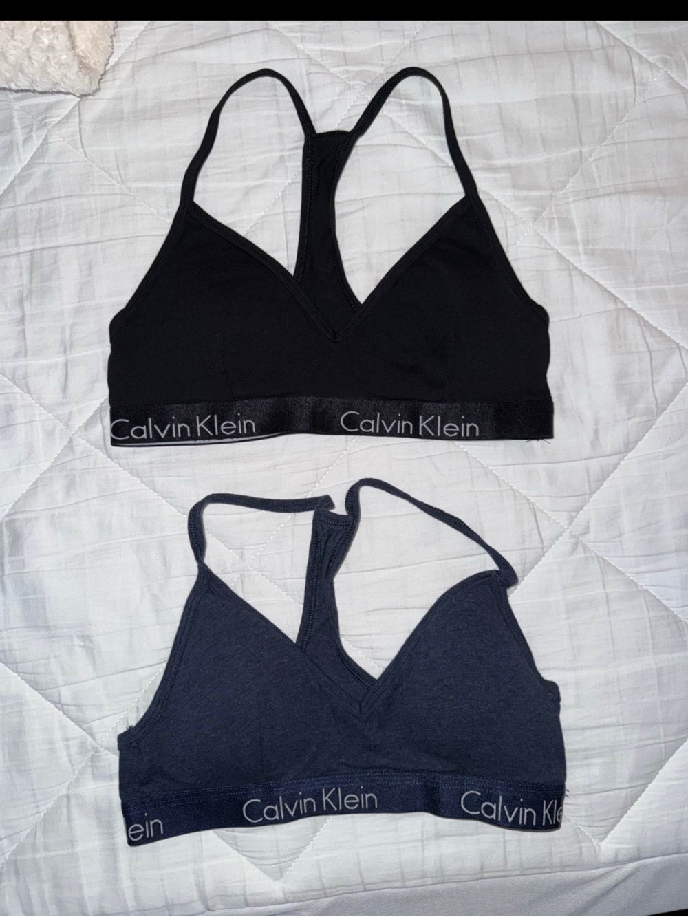 Calvin Klein Black and Navy Racerback Bralettes (2-Pack)